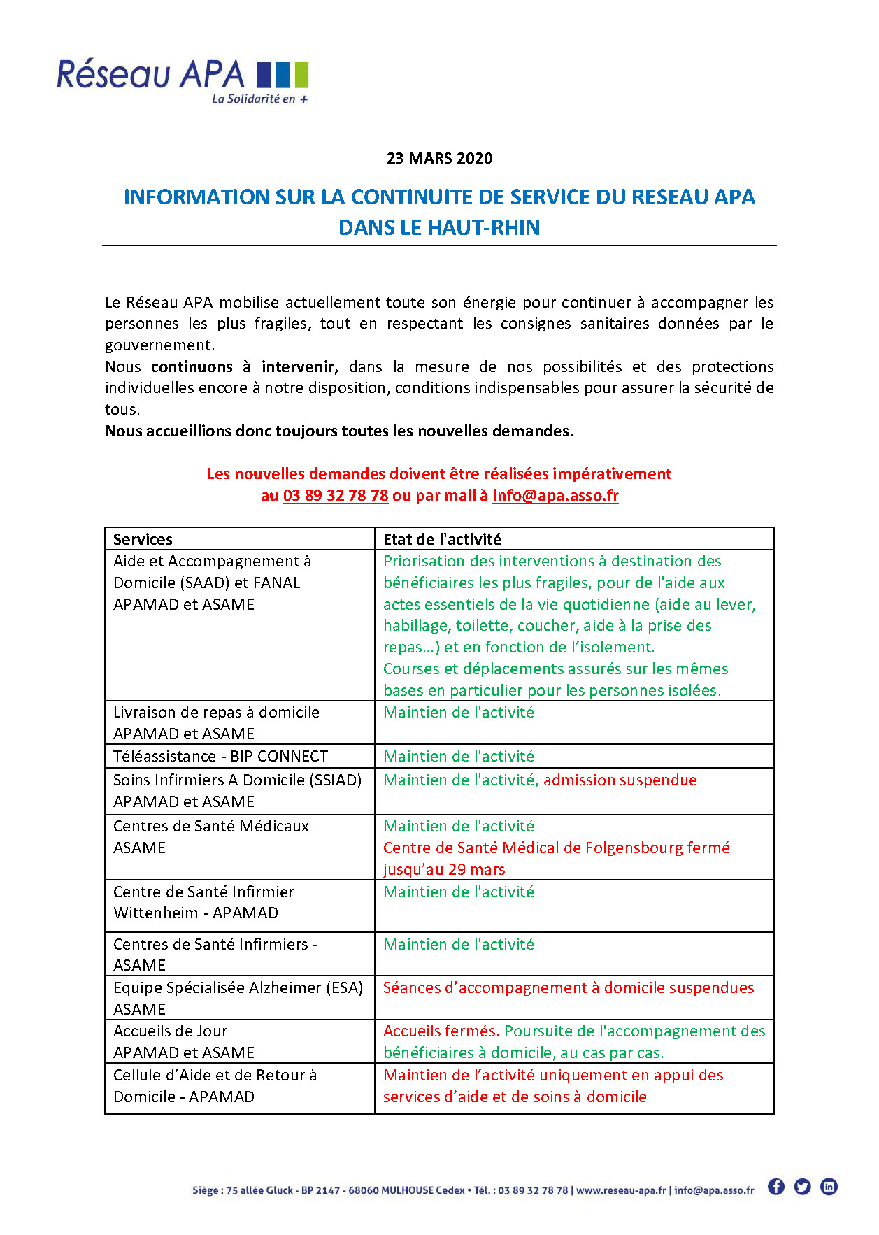 Continuité de service du Réseau APA 23mars20 00000003 Page 1